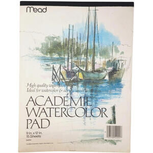Mead Academie Watercolor Pad 10 Sheets 9 In X 12 In Heavyweight High Quality
